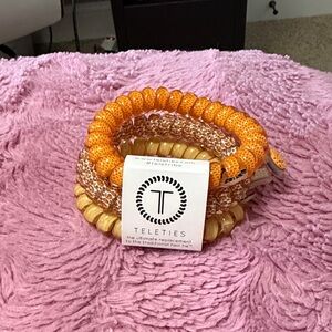 Teleties Orange & Gold Spiral Hair Tie Set